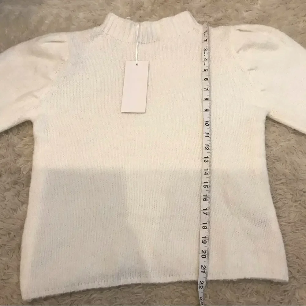 Love Tree White Mock Neck Cozy Pullover - Size Large